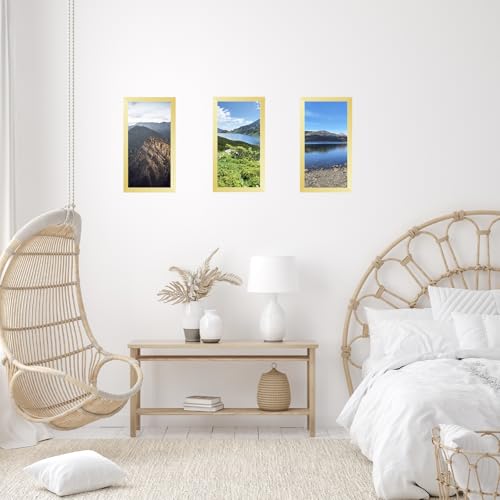 Image of JCJMY 5x15 Picture Frame Gold for Wall Hanging, Wall Mounting Horizontally or Vertically, 5 x 15 Wall Gallery Poster Photo Frame with Shatter Resistant Plexiglass, Gold