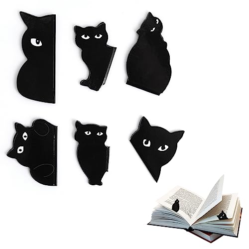 simarro Magnetic Bookmarks, 6/7 Pieces Assorted Cute Bookmarks Set for Teachers Students Book Lovers Reading Cute Cat Magnet Page Markers for School Office Home Supplies (6Pcs-A)