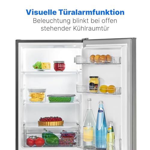 Bomann® Kühlschrank mit Gefrierfach 143cm hoch | Kühl Gefrierkombination 173L mit 3 Ablagen & 3 Schubladen | Türanschlag wechselbar | leise Kühlgefrierkombi 40db | Kühlschrank | KG 7331 inox – Bild 5
