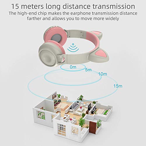 KKmoon ZW-028 Fone de ouvido sem fio Bluetooth Fone de ouvido de gato brilhante Fones de ouvido de m