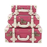 Cartón Maleta，Accesorios De Fotografía De Almacenamiento De Ropa De Hebilla De Metal De Viaje PU Antiguo, Escaparate, Decoración del Hogar, Juego De 3 GGYMEI (Color : Pink)
