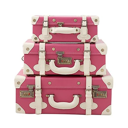 Cartón Maleta，Accesorios De Fotografía De Almacenamiento De Ropa De Hebilla De Metal De Viaje PU Antiguo, Escaparate, Decoración del Hogar, Juego De 3 GGYMEI (Color : Pink)