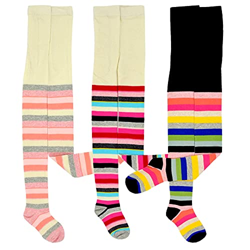 Teehee Little Girls And Toddlers Fashion Tights 3 Pair Pack (3-5 Years, Thick Stripe) #TOP5
