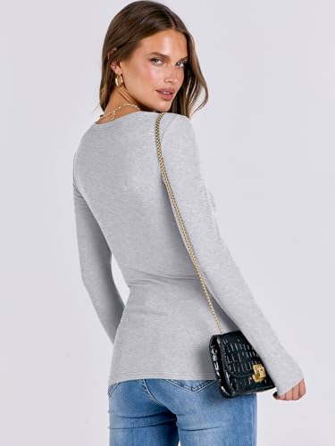Image of ANRABESS Women Long Sleeve Shirts Rib Knit Slim Fit Tops Basic Tee Spring Outfits Casual T-Shirt Underscrubs Layer Clothes