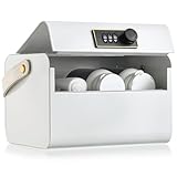 Honeydak Locked Medicine Box for Medication Safe Lockable Metal Storage Box Fridge Snacks Food Phone Container with Combination Code for Personal Private Items Home Dorms Office Organization(White)