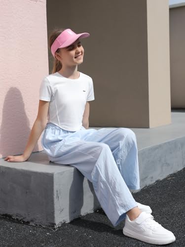 Image of SANGTREE Girls & Woman Wide Leg Pants Lightweight Casual Elastic High Waist Straight Leg Loose Trousers,4 Years - Woman 2XL