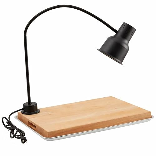 Carving Station Kit with Heat Lamp, Cutting Board & Drip Pan – 120V, 250W | Commercial Food Warming & Carving Station (Black, 39 Inch)