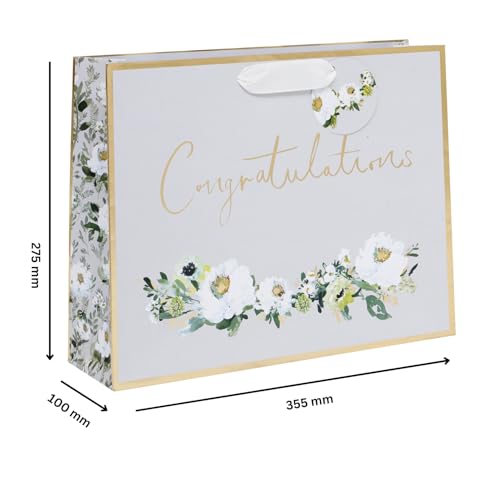 Glick Große Geschenktasche Querformat Glückwunsch 275 x 355 x 100 mm Luxus Recycelbare Tasche für Geburtstage & Feiern