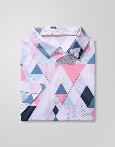 Image of Obla Mens Golf Polo Shirts Short Sleeve Dry Fit Performance Moisture Wicking Casual Print Collared Golf Shirts for Men
