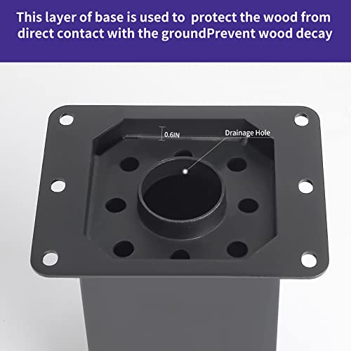 Nrspp 4x4 Post Base, 4 Sets Post Anchor, (Inner Size 3.5\"x3.5\") Black Metal Powder-Coated Deck Post Base Support for Outdoor Fence,Mailbox,Pergola Brackets Fence Kit