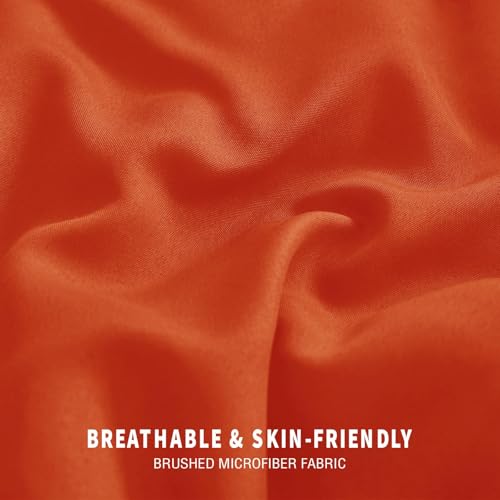 Image of Exclusivo Mezcla Lightweight Summer Reversible King Size Comforter Set, Down Alternative Comforter with 2 Pillow Sham, King Size Bedding Set for All Seasons, Burnt Orange /Brich Beige
