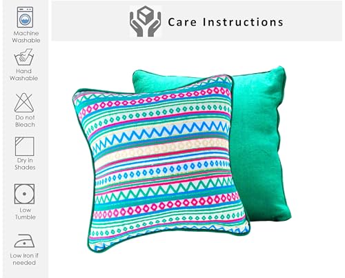 Image of Pack of 1 Reversible 20x20 Inch Boho Green Cotton Woven Fashion Throw Pillow Covers Cases for Couch Sofa Home Decoration | 50 x 50 cm