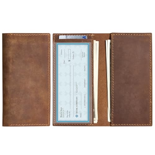Image of CoBak Genuine Leather Checkbook Cover for Women & Men, with RFID Blocking | Classic Design Check Book Holder for Personal and Business