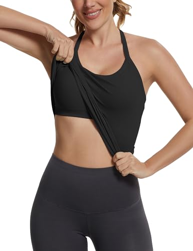 MathCat Seamless Workout Tank Tops with Built in Bra，Racerback Athletic Tank Tops Ribbed Soft Yoga Shirts