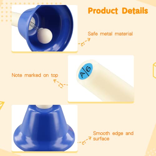 Anjetan Hand Bells, 8 Note Diatonic Metal Hand Bells Musical Toy Percussion Instrument Musical Teaching Church Chorus Wedding Family Party #TOP3