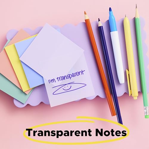 Post-it Transparent Notes, 2.8 x 2.8 in, Pastels, 2 Pads - image 2