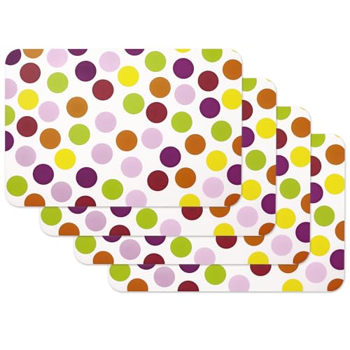 Vénilia Tischset Konfetti Bunt, Platzset für Esszimmer, Esstischmatten, Telleruntersetzer, Platzdeckchen, abwischbar, lebensmittelecht, 45 x 30 cm, 4 Stück
