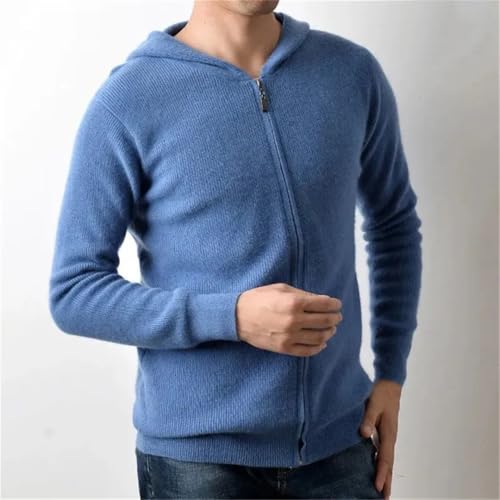 Men's Solid Full Zip Knitted Cardigan Hooded Slim Fit Casual Long Sleeve Sweater3