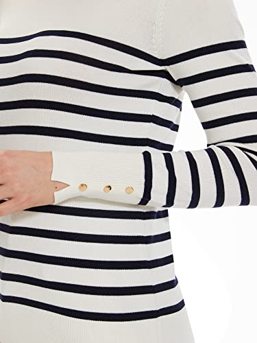 Image of Sweaters for Women Striped Crew Neck Pullover Sweater Lightweight Long Sleeve Fall Knit Tops