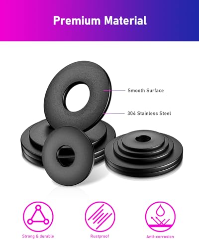 400 Stück Unterlegscheiben Schwarz, ANVINKU Edelstahl Beilagscheiben Sortiment, 8 Größen Unterlegscheiben Set M2 M2.5 M3 M4 M5 M6 M8 M10, Unterlegscheibe Sortiment für Schrauben