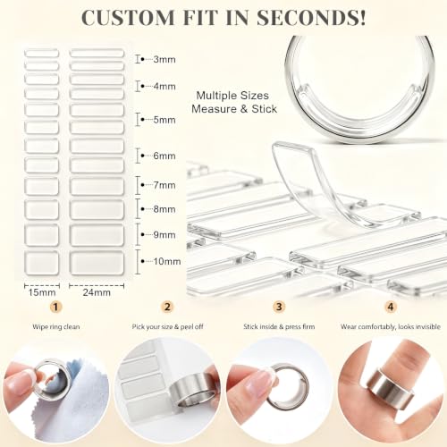 Image of Haiou 114Pcs Silicone Ring Size Adjuster for Loose Rings - Clear Invisible 3-in-1 Ring Guard for Women, Anti-Slip for Smart Rings & Wedding Bands