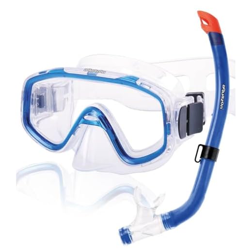 AQUAZON Fun Schnorchelset, Tauchset, Schwimmset, mit Schnorchelbrille und Schnorchel für Kinder von 3-7 Jahren , Farbe:blau transparent