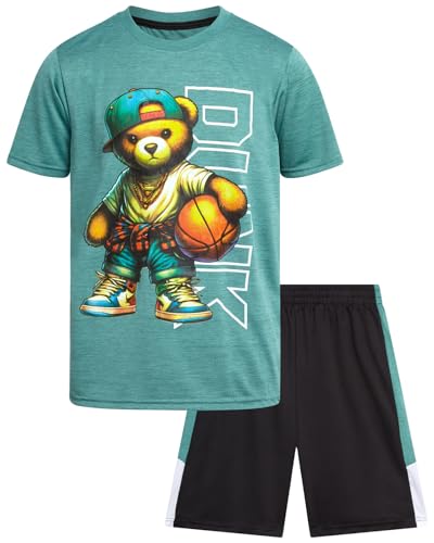 Image of Pro Athlete Active Boys Short Sets - 2 Piece Performance Crewneck Short Sleeve T-Shirt and Shorts Boys Athletic Sets (8-16)