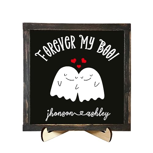 Letrero personalizado Forever My Boo de Halloween, lindo letrero de madera fantasma, letrero de Boo, nombre personalizado, divertido decoración de Halloween para parejas, regalos de Halloween,