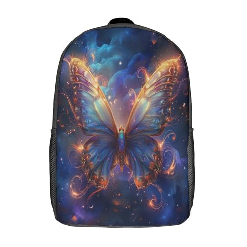 Sac à dos d'école papillon 3D 17 pouces pour enfants