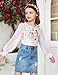 Arshiner Girls Long Sleeve Shirts Casual Ruffle Cuffs Tops Size 7-8 with Polka Dot Sweatshirt Tops for Teen Girls Flowers