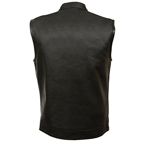 Milwaukee Leather SOA Men's Black Leather Motorcycle Vest Zipper & Snap Closure w/Gun Pockets LKM3710 (X-Large)