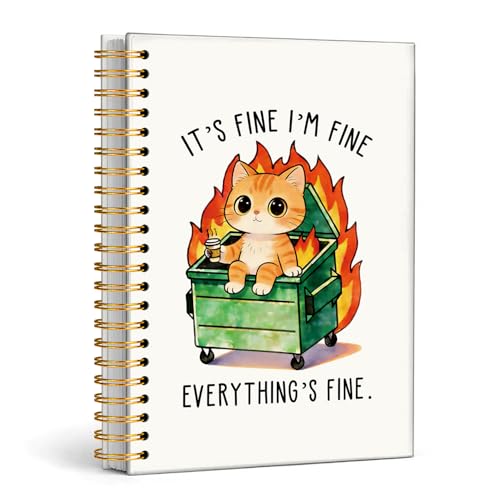 Enkvke Cat Dumpster Fire Notebook Journal, Funny Gifts for People Who Love Cats, Cat Lover Gifts for Women Men, Dumpster Fire Gift, Cute Notebooks for School Supplies, Cats Notepad A5