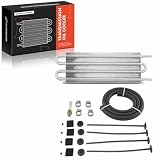 A-Premium Transmission Oil Cooler, Universal Aluminium 4 Pass Tube and Fin, Towing Up...