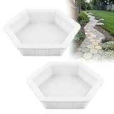 2-Pack Hexagon Stepping Stone Molds, 9' and 11.4' Reusable Plastic Concrete Molds for DIY Walkway, Patio, Garden Path, Lawn & Yard Decor, Cement Casting Tools for Pavement, Landscape Design