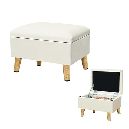 lumizone Small Ottoman with Storage Footstool Compact Foot Rest Stool