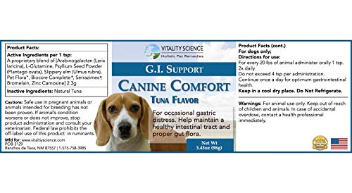 Vitality Science Canine Comfort For Dogs | Maintains A Healthy Intestinal Tract And Proper Gut Flora| Restores Gastric Distress | Helps With Vomiting And Diarrhea | 100% Additive Free #TOP2