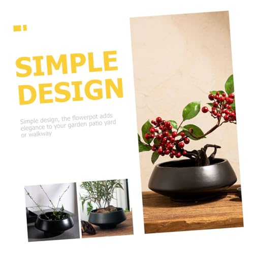 Pot de fleurs en céramique noir 6 pouces design simple et finition durable - 8