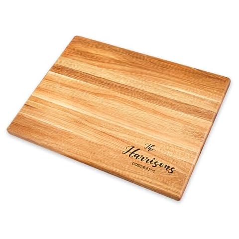 Personalized Oak Wood Cutting Board – Custom Engraving with Family Name – 12x16 Inches – Gift for Wedding, Anniversary, Christmas, Housewarming, Mother’s Day – Great for Parents and Friends Cover