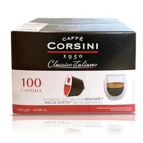 Caffè Corsini - Dolce Gusto Capsules Compatibles, Classique Italien, Goût Intense, 100 Capsules