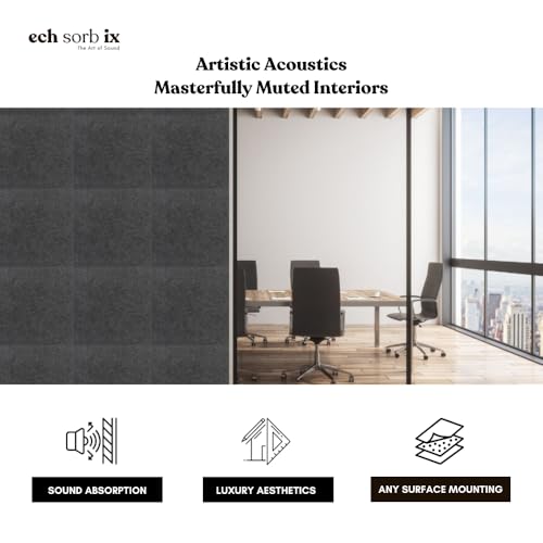 Image of MMT Acoustix Premium Felt Acoustic Panels for Offices, Bedrooms & Studios | Sustainable PET Felt Panels for Echo Reduction & Sound Absorption | 1x1 Ft, 9mm Thick | Ash - Pack of 8