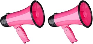 Marclix 2 altavoces compactos de 25 W PA Bullhorn con sirena integrada, grabadora de voz, abrebotellas, color rosa