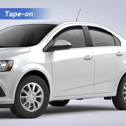 Image of Window Visors Rain Guards for 2012-2020 Chevy Sonic Sedan, Out-Channel Window Vent Wind Deflectors Visors Shades for 12-20 Chevy Sonic (Not for Hatchback)