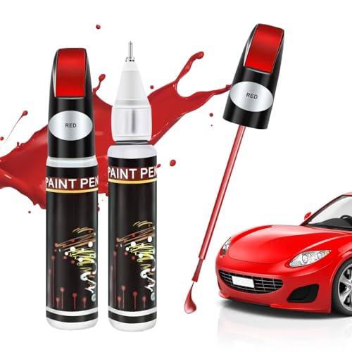 Penriter 2 Pièces Stylo Retouche Peinture Rouge brillant 24ML, Stylo Réparation des Rayures Auto,...
