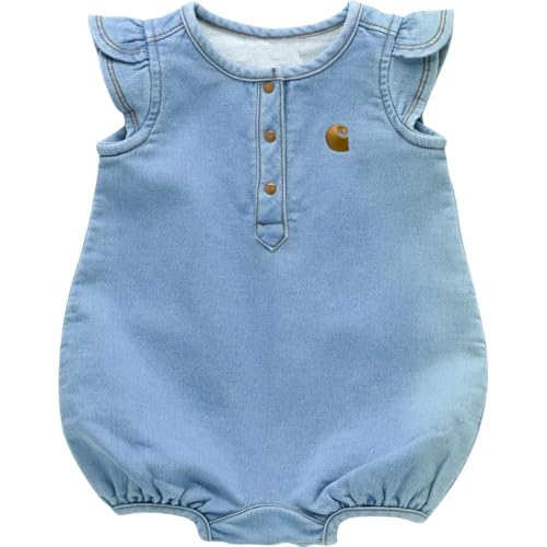 Carhartt baby-girls Short-sleeve Denim Henley Romper