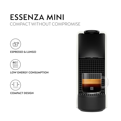 Image of Nespresso Essenza Mini Coffee Machine (Grey) with 2 Coffee Sleeves| One-Touch Brewing | 40ml Espresso & 110ml Lungo |Compact Machine for Home | 2 Years Warranty | Authorized Distributor