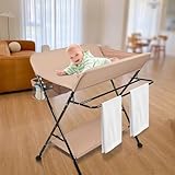 table à langer murale roba en bois 👶Rangement pliable et portable : la table à langer peut être pliée et démontée, d'abord pour réduire l'espace occupé à la maison, ensuite en raison de son poids léger, vous pouvez l'utiliser en famille, en voyage ; enfin, nous sommes équipés d'un panier de rangement sous l'étagère, vous pouvez ranger les couches de votre bébé, la poudre de talc et d'autres articles.