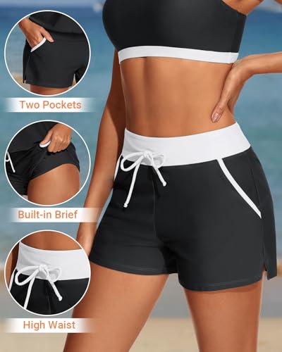 Aqua Eve 3 Piece Tankini Swimsuits for Women - Bathing Suits with Boy Shorts Swim Tank Top Sports Bra and Modest Swimwear3