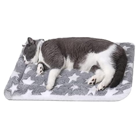 pawstrip Dog Bed Puppy Crate Pad Cat Kennel Cozy Flat Fluffy Sleeping Mat Washable Warmer for Winter Anti-Anxiety Outdoor Beds for Small Medium Large Dogs Gray Star 24.8 x 16.9 Cover