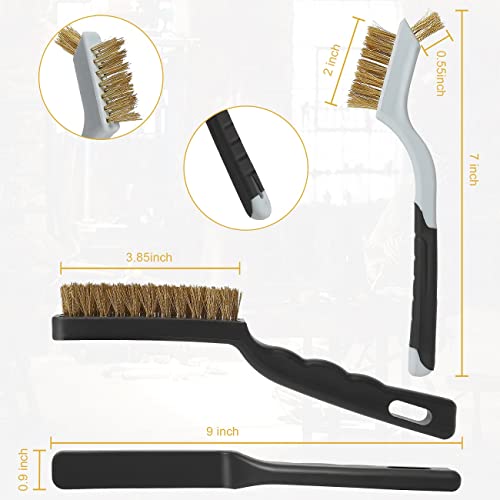 VASTOOLS Wire Brushes Cleaning Set 6Pc, 9" and 7", Wire Brushes for Cleaning Welding Slag, Rust and Dust. Includes Brass, Nylon, Stainless Steel Brushes with Strong Handle