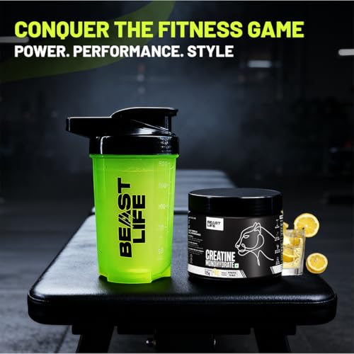 Image of BeastLife Micronised Creatine Monohydrate with Free Shaker | 125g | 33 Servings | Shikanji | NABL Lab Tested | Rapid Absorption for Muscle Strength & Athletic Performance | Super Micronised Creatine Powder